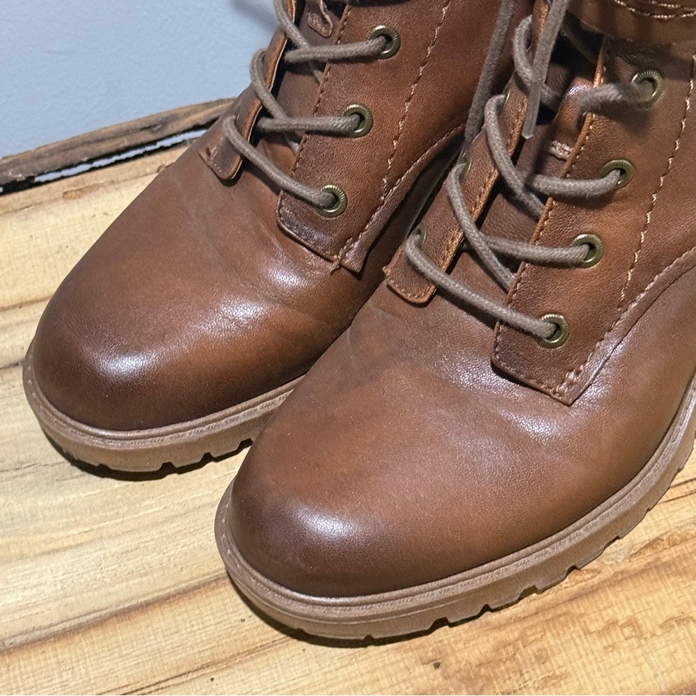 ZODIAC Gemma Leather Size Zip Lace Up Combat Riding Boot 8.5 B17B - Picture 4 of 11